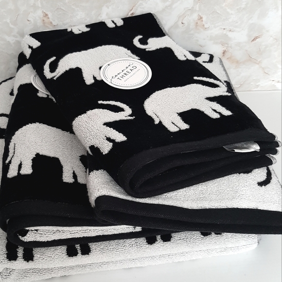 Common Thread Decorative Elephant Bath Towel Hand Towel Set - Picture 15 of 15